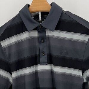 Under Armour Black and Gray Striped Polo Shirt